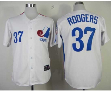 mlb jerseys montreal expos #37 rodgers m&n white