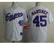 mlb jerseys montreal expos #45 martinez white(blue strip)[1982 m&n]