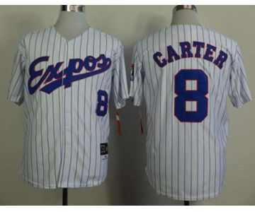 mlb jerseys montreal expos #8 carter white(blue strip)[1982 m&n]