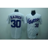 mlb montreal expos #30 raines white(blue strip)