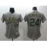 Men Oakland Athletics #24 Rickey Henderson Majestic Gray Flexbase Authentic Collection Player Jersey