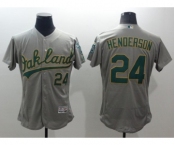 Men Oakland Athletics #24 Rickey Henderson Majestic Gray Flexbase Authentic Collection Player Jersey