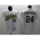 Men Oakland Athletics #24 Rickey Henderson Majestic White Flexbase Authentic Collection Player Jersey