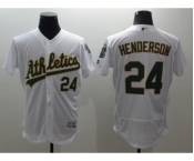 Men Oakland Athletics #24 Rickey Henderson Majestic White Flexbase Authentic Collection Player Jersey