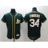 Men Oakland Athletics #34 Rollie Fingers Majestic Green Flexbase Authentic Collection Team Jersey