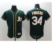 Men Oakland Athletics #34 Rollie Fingers Majestic Green Flexbase Authentic Collection Team Jersey