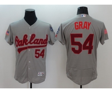 Men Oakland Athletics #54 Sonny Gray Gray Stars & Stripes 2016 Independence Day Flex Base Jersey