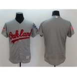 Men Oakland Athletics Blank Majestic Gray 2016 Independence Day Stars & Stripes Flex Base Team Jersey