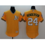 Men Oakland Athletics Blank Majestic Yellow Flexbase Authentic Cooperstown Team Jersey