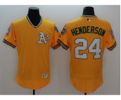 Men Oakland Athletics Blank Majestic Yellow Flexbase Authentic Cooperstown Team Jersey