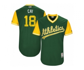 Men's 2017 Little League World Series Athletics #18 Chad Pinder CHI Green Jersey