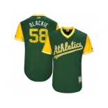 Men's 2017 Little League World Series Athletics #58 Paul Blackburn Blackie Green Jersey