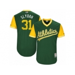 Men's 2017 Little League World Series Athletics Liam Hendriks #31 Slydah Green Jersey