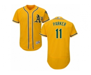 Men's Majestic Oakland Athletics #11 Jarrod Parker Gold Flexbase Authentic Collection MLB Jersey