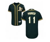 Men's Majestic Oakland Athletics #11 Jarrod Parker Green Flexbase Authentic Collection MLB Jersey