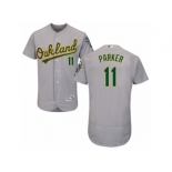 Men's Majestic Oakland Athletics #11 Jarrod Parker Grey Flexbase Authentic Collection MLB Jersey