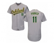 Men's Majestic Oakland Athletics #11 Jarrod Parker Grey Flexbase Authentic Collection MLB Jersey