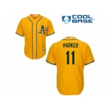 Men's Majestic Oakland Athletics #11 Jarrod Parker Replica Gold Alternate 2 Cool Base MLB Jersey