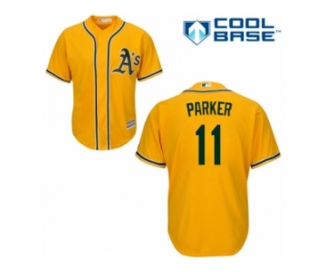 Men's Majestic Oakland Athletics #11 Jarrod Parker Replica Gold Alternate 2 Cool Base MLB Jersey