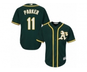 Men's Majestic Oakland Athletics #11 Jarrod Parker Replica Green Alternate 1 Cool Base MLB Jersey