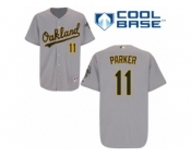 Men's Majestic Oakland Athletics #11 Jarrod Parker Replica Grey Road Cool Base MLB Jersey