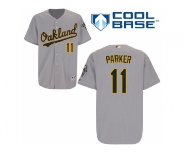 Men's Majestic Oakland Athletics #11 Jarrod Parker Replica Grey Road Cool Base MLB Jersey