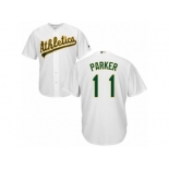 Men's Majestic Oakland Athletics #11 Jarrod Parker Replica White Home Cool Base MLB Jersey