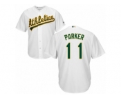 Men's Majestic Oakland Athletics #11 Jarrod Parker Replica White Home Cool Base MLB Jersey