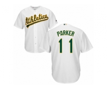 Men's Majestic Oakland Athletics #11 Jarrod Parker Replica White Home Cool Base MLB Jersey