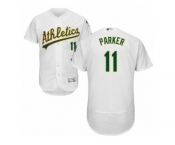 Men's Majestic Oakland Athletics #11 Jarrod Parker White Flexbase Authentic Collection MLB Jersey