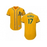 Men's Majestic Oakland Athletics #17 Yonder Alonso Gold Flexbase Authentic Collection MLB Jersey