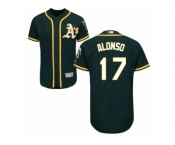 Men's Majestic Oakland Athletics #17 Yonder Alonso Green Flexbase Authentic Collection MLB Jersey