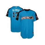 Men's Majestic Oakland Athletics #17 Yonder Alonso Replica Blue American League 2017 MLB All-Star MLB Jersey