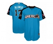 Men's Majestic Oakland Athletics #17 Yonder Alonso Replica Blue American League 2017 MLB All-Star MLB Jersey