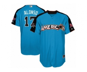 Men's Majestic Oakland Athletics #17 Yonder Alonso Replica Blue American League 2017 MLB All-Star MLB Jersey