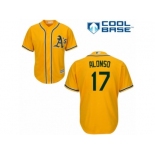 Men's Majestic Oakland Athletics #17 Yonder Alonso Replica Gold Alternate 2 Cool Base MLB Jersey