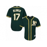 Men's Majestic Oakland Athletics #17 Yonder Alonso Replica Green Alternate 1 Cool Base MLB Jersey