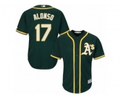 Men's Majestic Oakland Athletics #17 Yonder Alonso Replica Green Alternate 1 Cool Base MLB Jersey