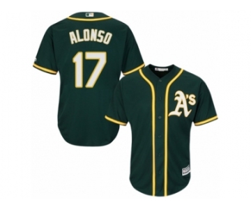 Men's Majestic Oakland Athletics #17 Yonder Alonso Replica Green Alternate 1 Cool Base MLB Jersey