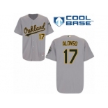 Men's Majestic Oakland Athletics #17 Yonder Alonso Replica Grey Road Cool Base MLB Jersey