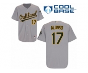 Men's Majestic Oakland Athletics #17 Yonder Alonso Replica Grey Road Cool Base MLB Jersey