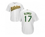 Men's Majestic Oakland Athletics #17 Yonder Alonso Replica White Home Cool Base MLB Jersey