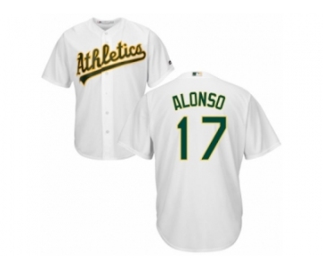 Men's Majestic Oakland Athletics #17 Yonder Alonso Replica White Home Cool Base MLB Jersey