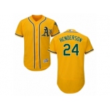 Men's Majestic Oakland Athletics #24 Rickey Henderson Gold Flexbase Authentic Collection MLB Jersey