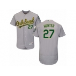 Men's Majestic Oakland Athletics #27 Catfish Hunter Grey Flexbase Authentic Collection MLB Jersey