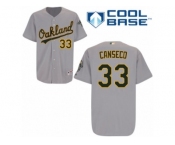 Men's Majestic Oakland Athletics #33 Jose Canseco Authentic Grey Road Cool Base MLB Jersey