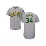 Men's Majestic Oakland Athletics #34 Rollie Fingers Grey Flexbase Authentic Collection MLB Jersey