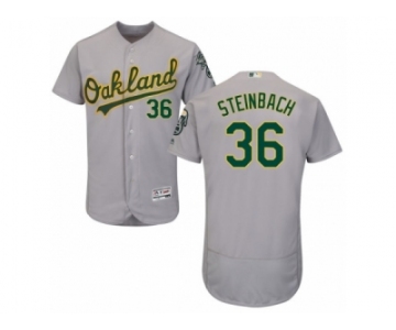 Men's Majestic Oakland Athletics #36 Terry Steinbach Grey Flexbase Authentic Collection MLB Jersey