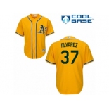 Men's Majestic Oakland Athletics #37 Henderson Alvarez Authentic Gold Alternate 2 Cool Base MLB Jersey