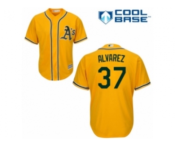 Men's Majestic Oakland Athletics #37 Henderson Alvarez Authentic Gold Alternate 2 Cool Base MLB Jersey